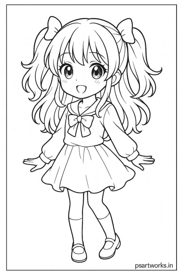 Anime cute girl Coloring Page