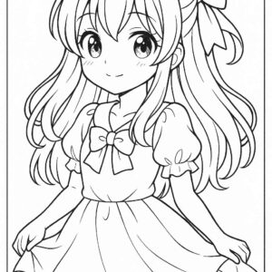 Anime cute girl Coloring Page