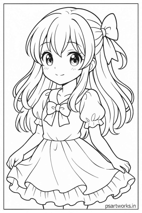 Anime cute girl Coloring Page