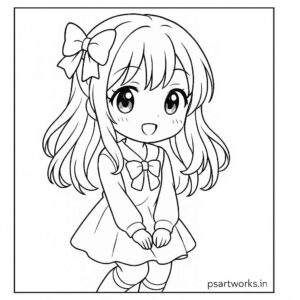 Anime cute girl Coloring Page