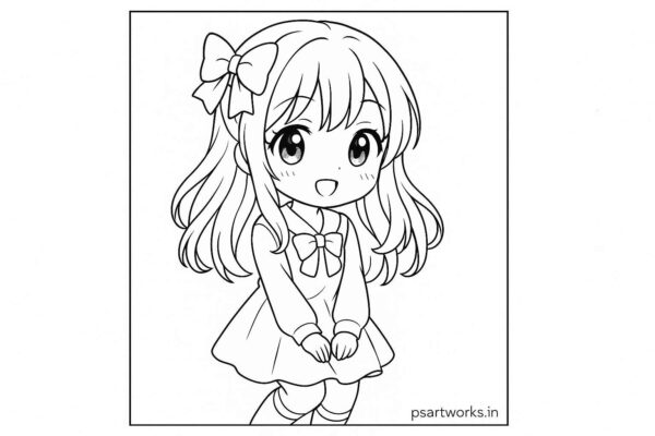 Anime cute girl Coloring Page