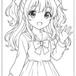 Anime cute girl Coloring Page