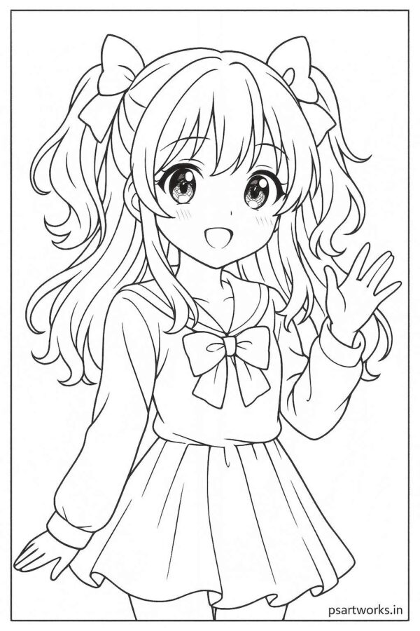 Anime cute girl Coloring Page