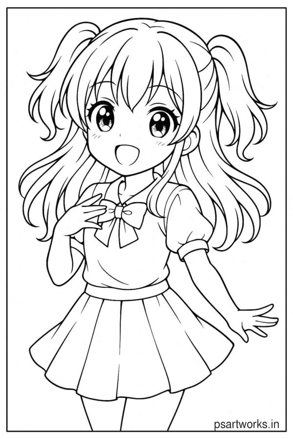 Anime cute girl Coloring Page