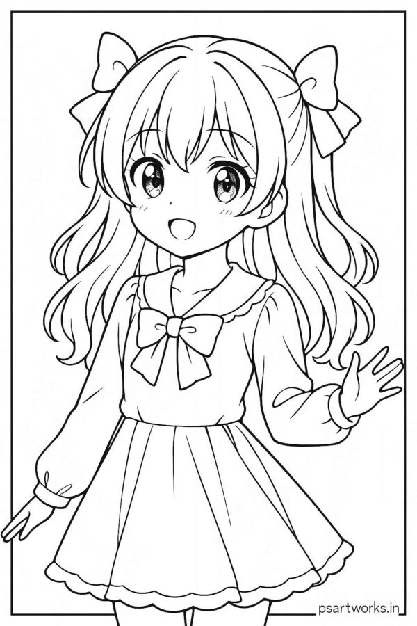 Anime cute girl Coloring Page