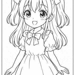 Anime cute girl Coloring Page