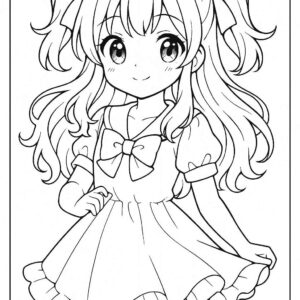 Anime cute girl Coloring Page