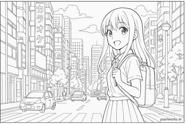 Anime cute girl Coloring Page