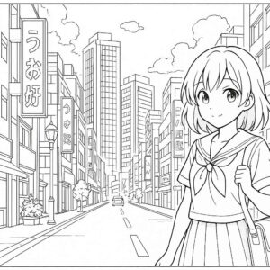 Anime cute girl Coloring Page