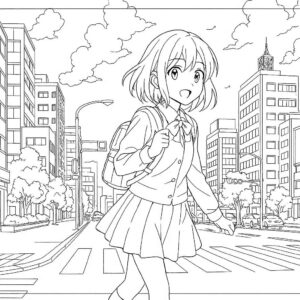 Anime cute girl Coloring Page