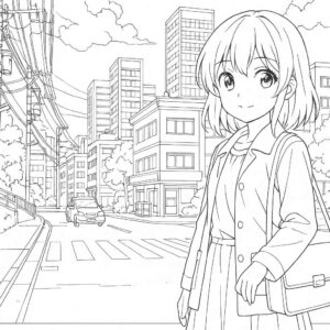Anime cute girl Coloring Page