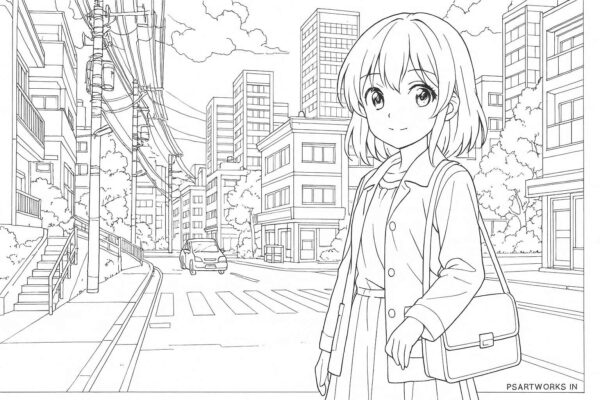 Anime cute girl Coloring Page