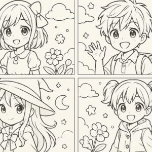 Anime cute girl Coloring Page