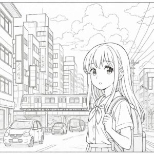 Anime cute girl Coloring Page