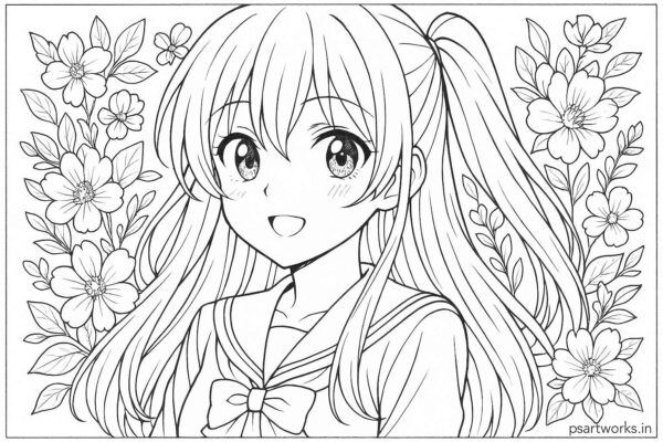 Anime cute girl Coloring Page