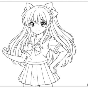 Anime cute girl Coloring Page