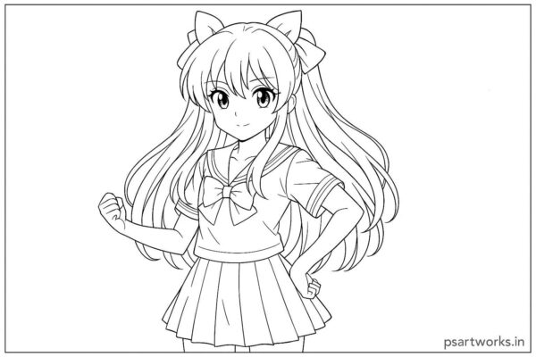 Anime cute girl Coloring Page