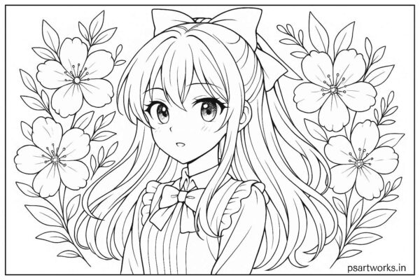 Anime cute girl Coloring Page