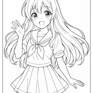 Anime cute girl Coloring Page