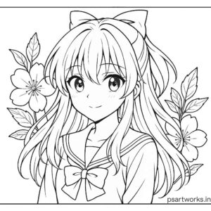 Anime cute girl Coloring Page