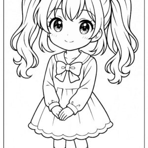 Anime cute girl Coloring Page