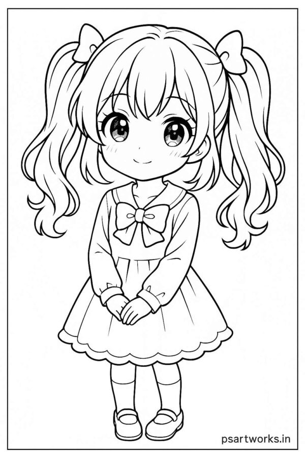Anime cute girl Coloring Page