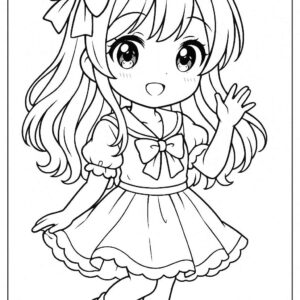 Anime cute girl Coloring Page