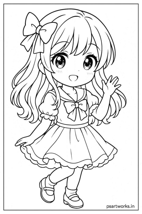 Anime cute girl Coloring Page