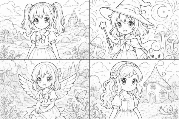 Anime cute girl Coloring Page