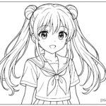 Anime cute girl Coloring Page