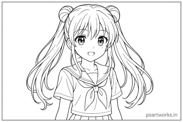 Anime cute girl Coloring Page