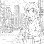 Anime cute girl Coloring Page