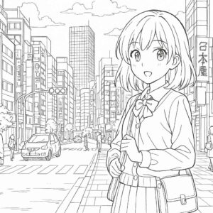 Anime cute girl Coloring Page