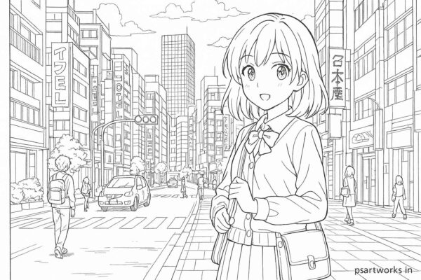 Anime cute girl Coloring Page