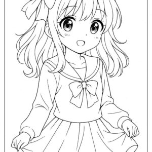 Anime cute girl Coloring Page