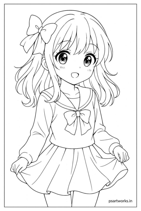Anime cute girl Coloring Page