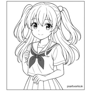 Anime cute girl Coloring Page