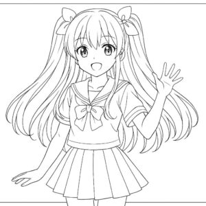 Anime cute girl Coloring Page