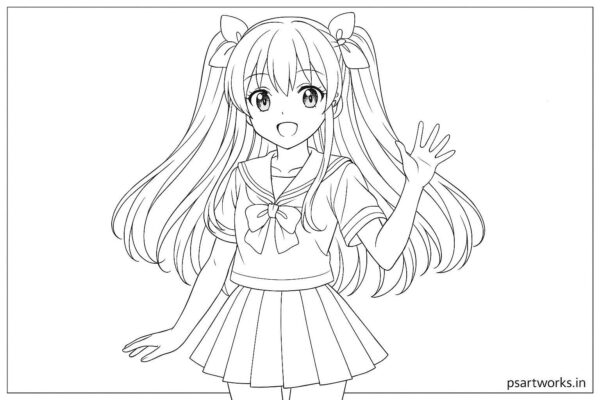 Anime cute girl Coloring Page