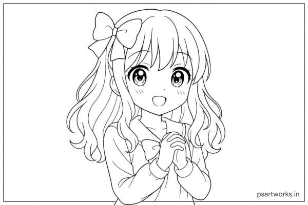 Anime cute girl Coloring Page