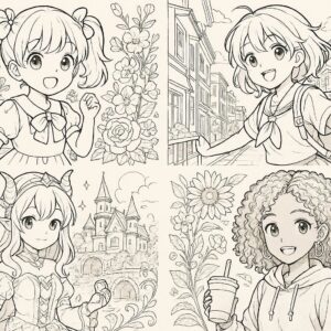 Anime cute girl Coloring Page