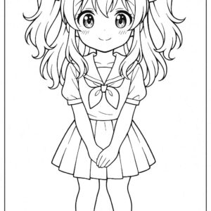 Anime cute girl Coloring Page