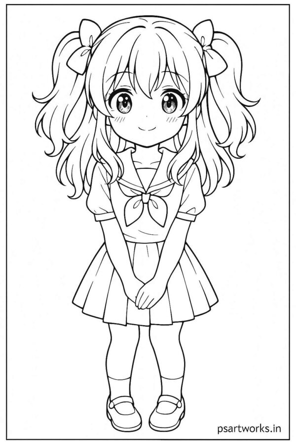 Anime cute girl Coloring Page