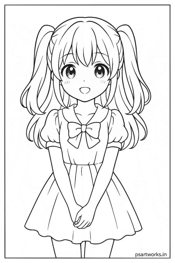 Anime cute girl Coloring Page