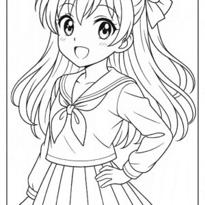 Anime cute girl Coloring Page