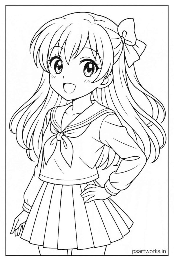 Anime cute girl Coloring Page