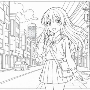 Anime cute girl Coloring Page