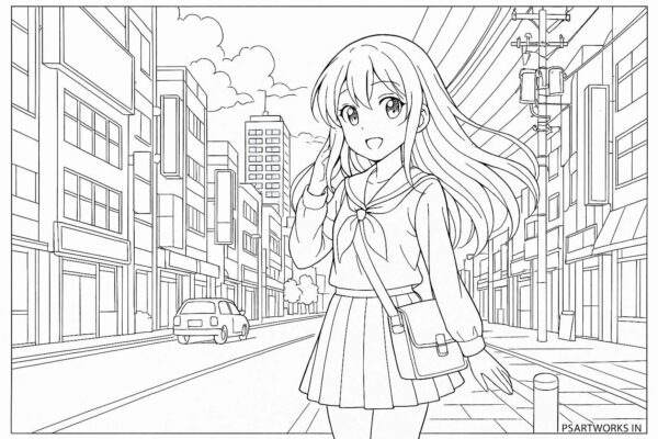 Anime cute girl Coloring Page