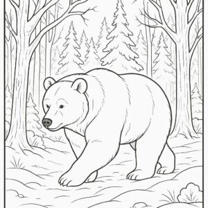 Bear walking gently through a winter forest