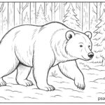 Bear walking gently through a winter forest